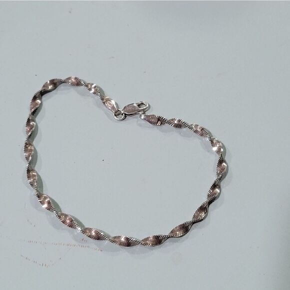 925 herringbone twist silver bacelet - Picture 3 of 10